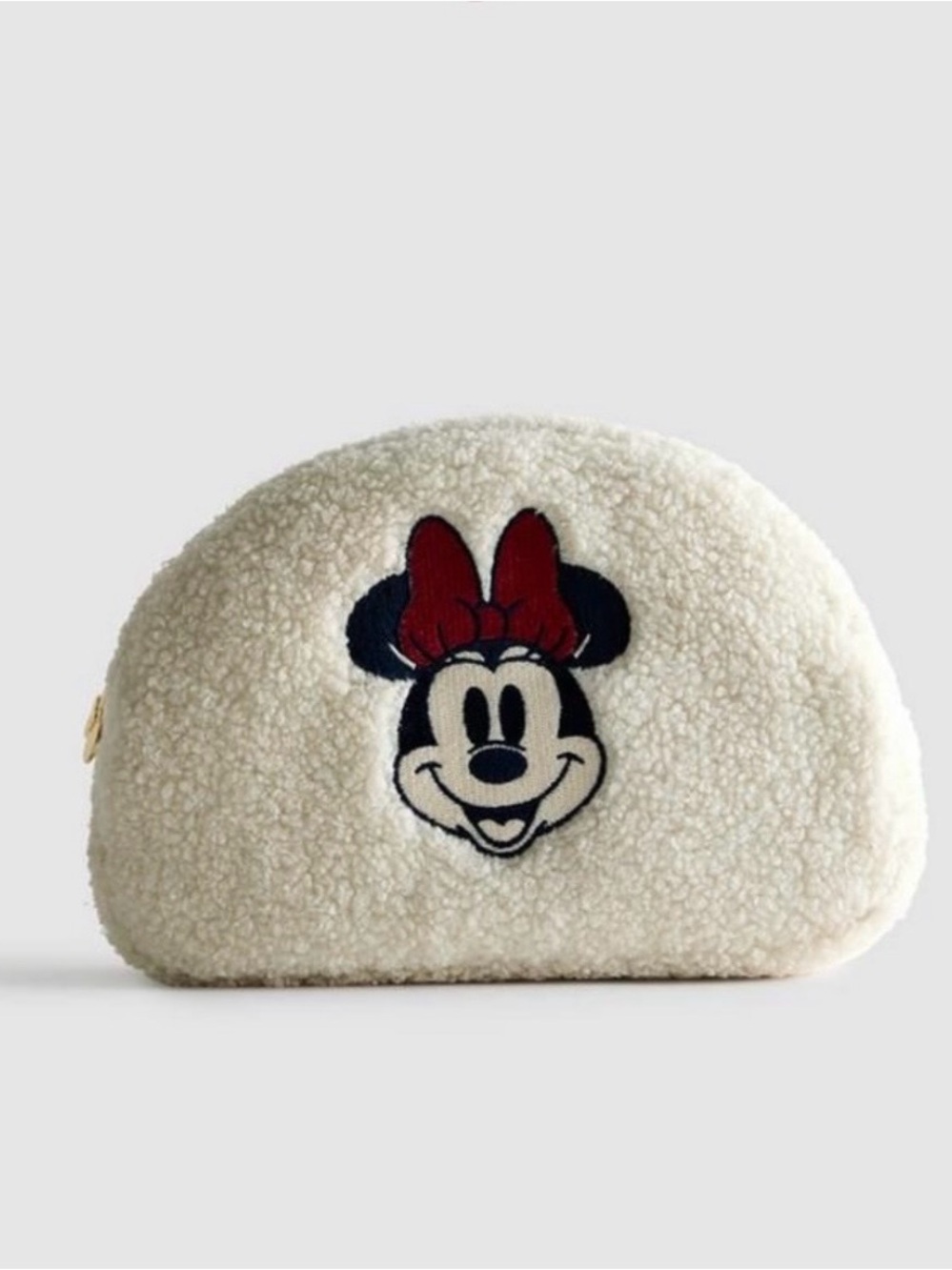 Disney NET Cream Sherpa Minnie Cosmetic Pouch with Red Bow